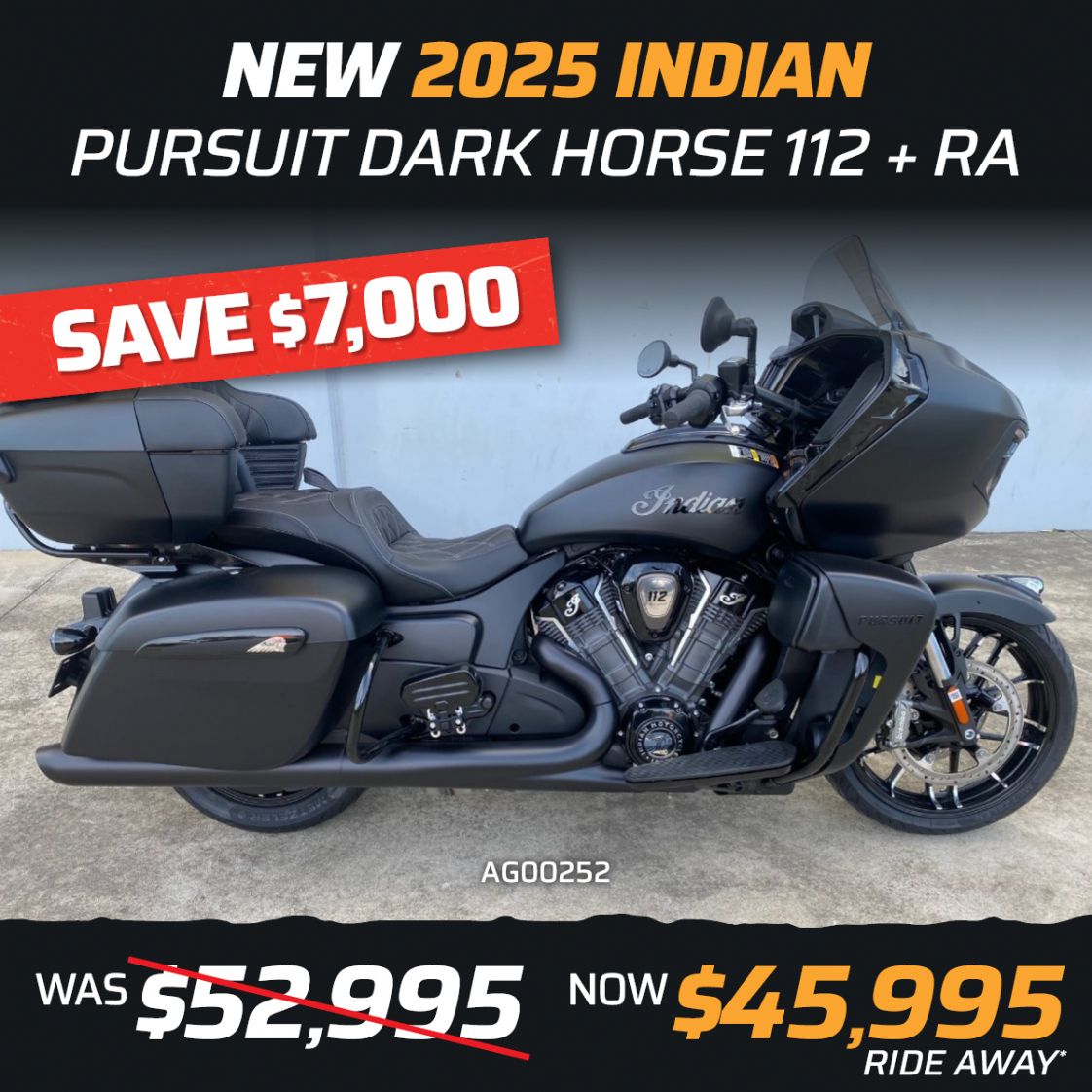 2025 Indian Pursuit Dark Horse 112 + RA
